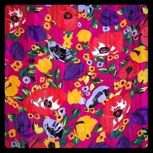 Multicolored jewel tones floral poly scarf